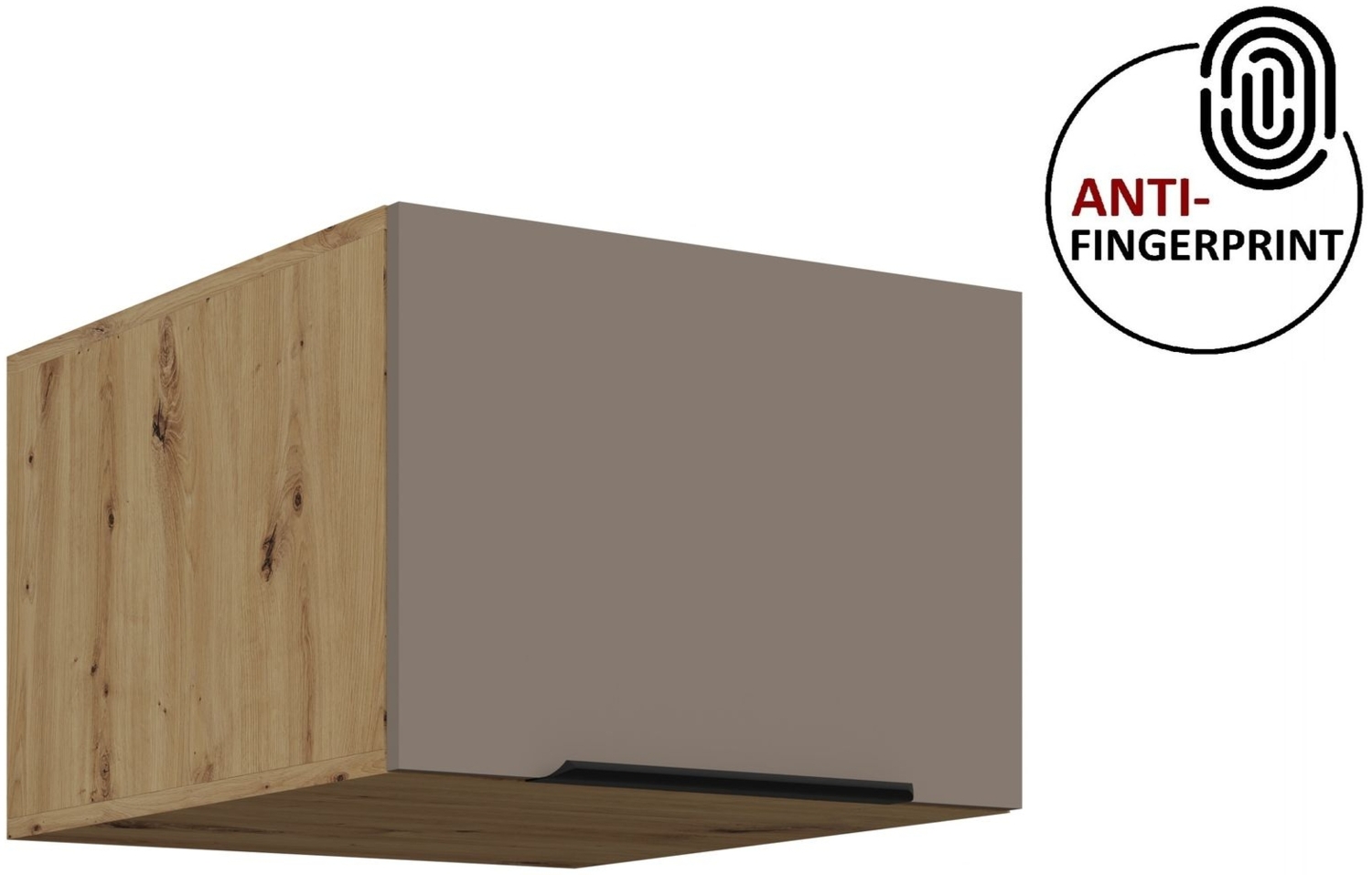 Küchen Aufsatzschrank 50 cm ARIA Sandgrau ultra matt + Eiche Artisan matt, hochwertige Fronten mit Anti Fingerprint Beschichtung Küchenzeile Küchenblock Bild 1