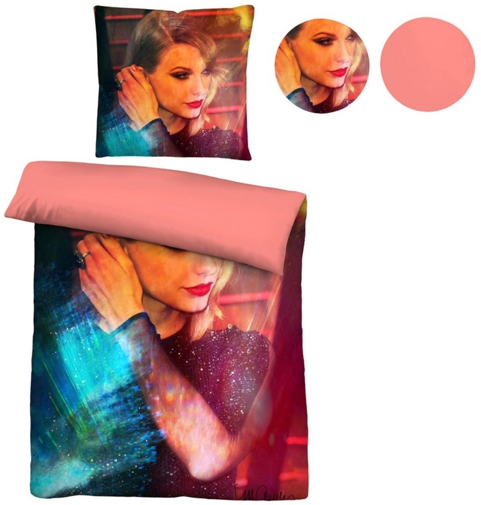 SID MAURER Mikrofaser Bettwäsche 0561805 TAYLOR SWIFT, rubin, 1x 135x200 cm + 1x 80x80 cm Bild 1