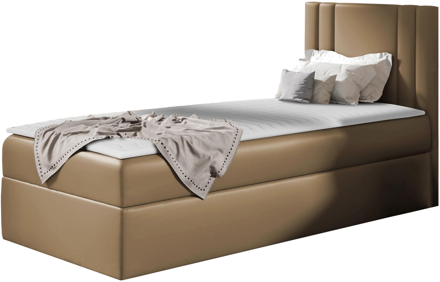 Boxspringbett 'Harlon Mini' rechts, braun 100x200 cm Bild 1