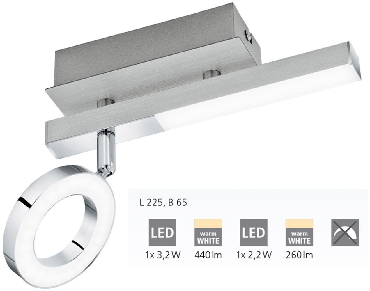 Eglo 96178 Spotleuchte CARDILLIO 2 Alu, Stahl chrom, Kunststoff satiniert LED 1X3,2W;1X2,2W 3000K L:22. 5cm B:6. 5cm H:16. 5cm Bild 1