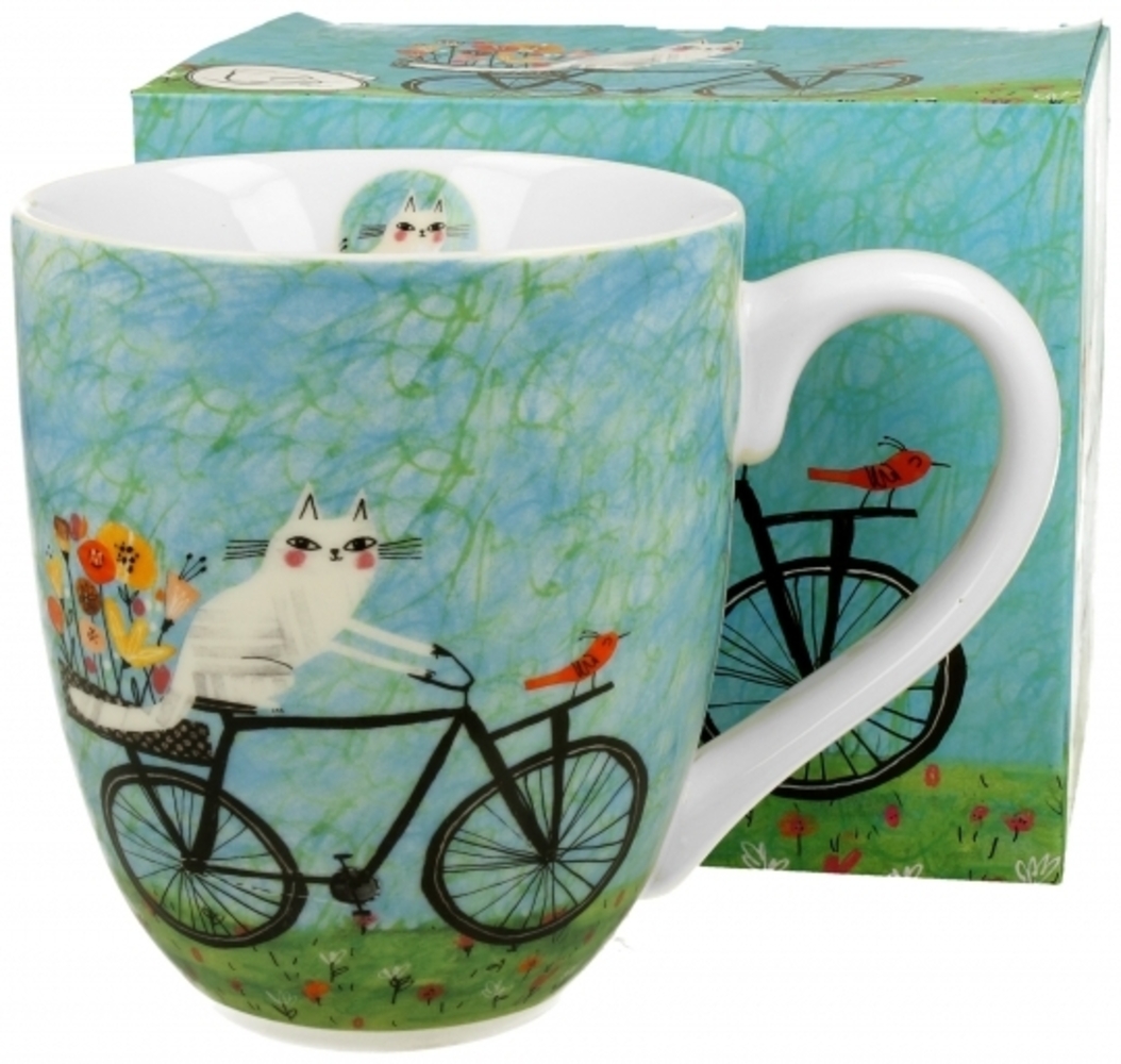 DUO ANIMALS XXL Becher 1000 ml CAT'S WORLD - BICYCLE aus New Bone China Porzellan Bild 1