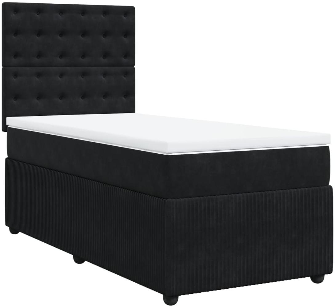vidaXL Boxspringbett mit Matratze Schwarz 100x200 cm Samt 3292276 Bild 1