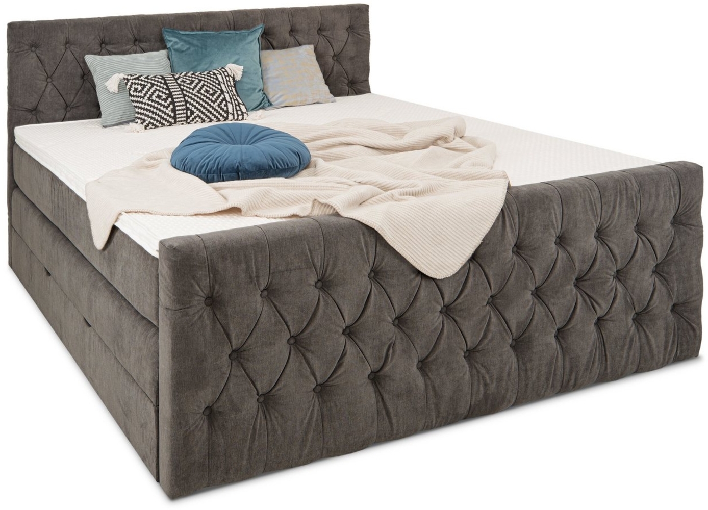 wonello Boxspringbett London, mit Bettkasten und 6 cm Kaltschaum-Topper Bild 1