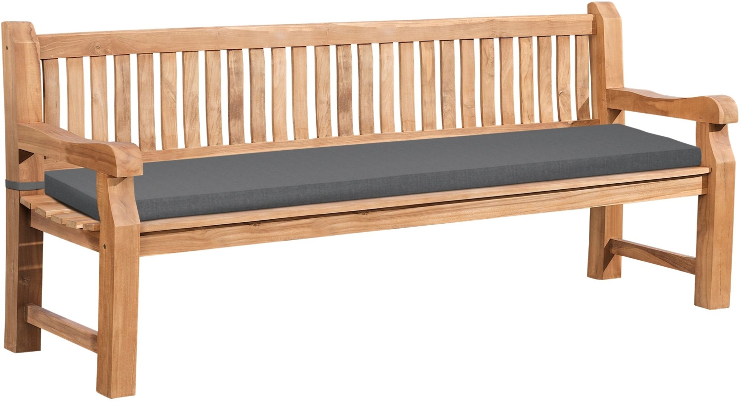 CLP Gartenbank Teakholz Jackson mit Sitzkissen,dunkelgrau 206 x 48 x 8 cm Bild 1