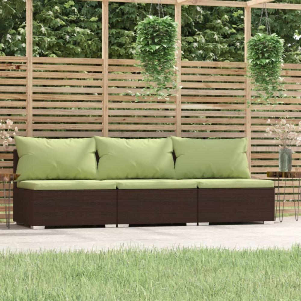 vidaXL 3-Sitzer-Sofa mit Kissen Braun Poly Rattan 317561 Bild 1