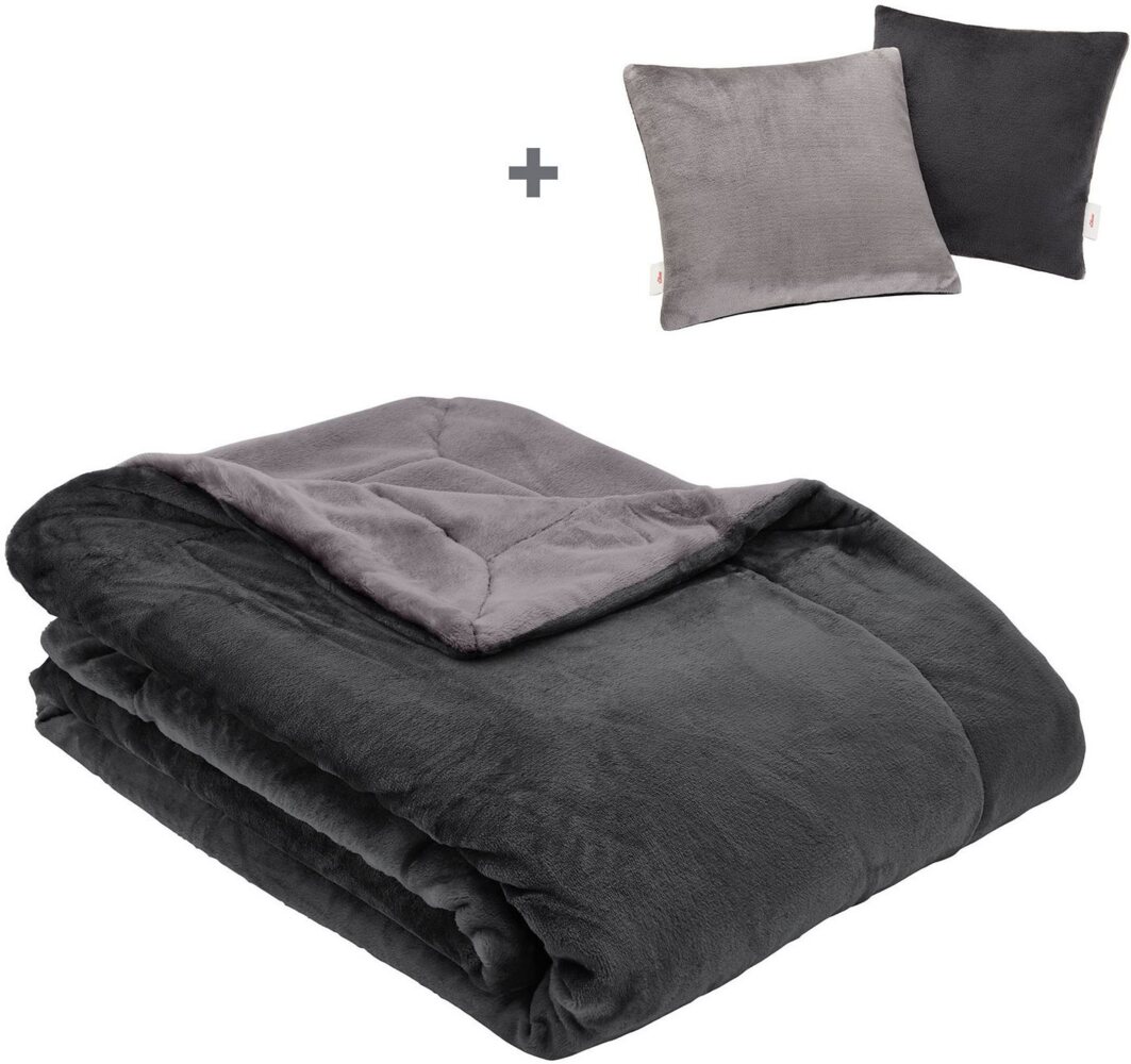 Wohndecke Doublesoft, Kuscheldecke, Deal, Kissen geschenkt!, s.Oliver, Kuscheldecke, mit GRATIS-Zugabe: 2x Kissenhülle, mit Reißverschluss Bild 1