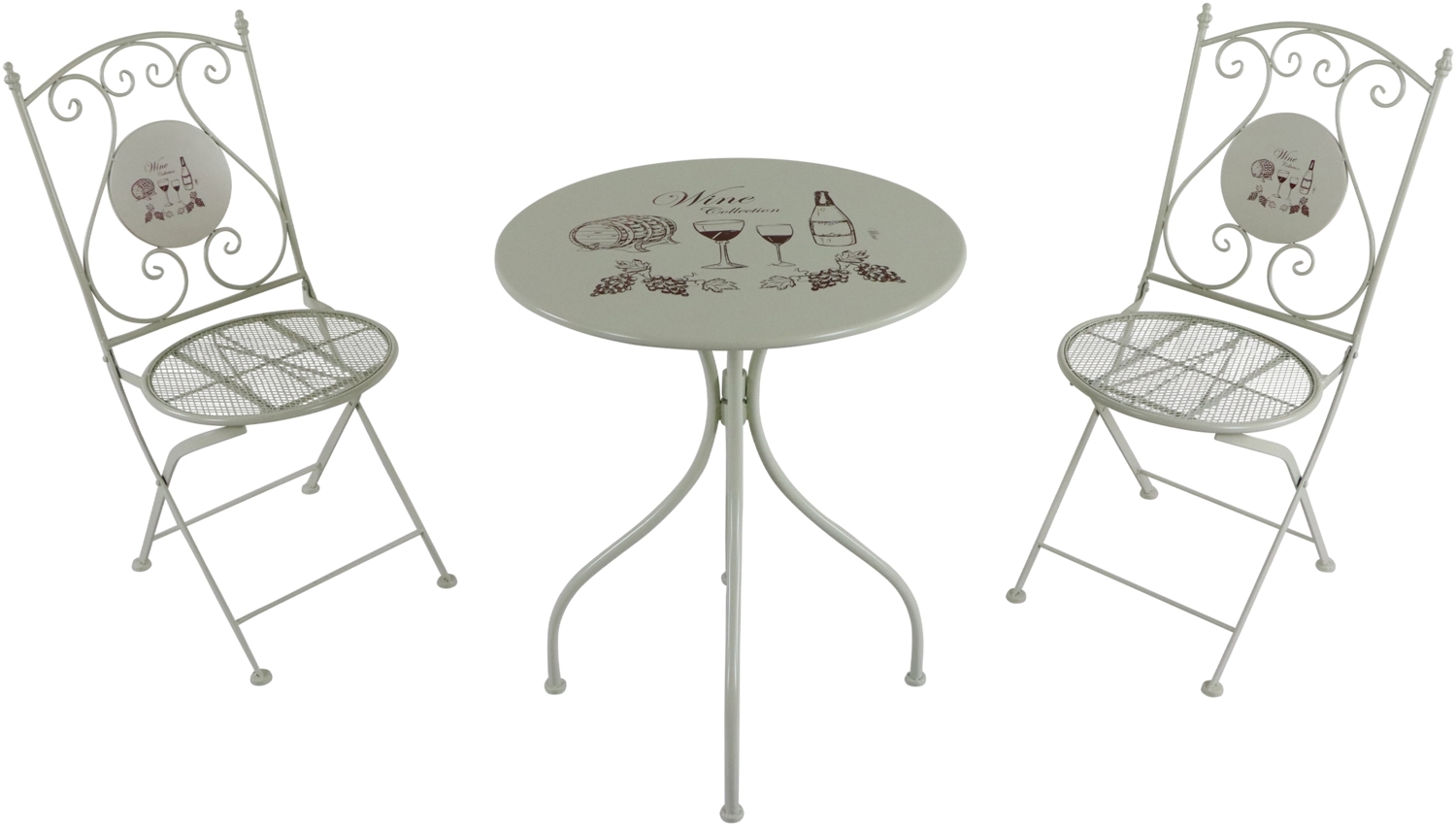 AXI Maxime Bistroset 3-teilig aus Metall in Weiß Bistrotisch mit Weinmotiv & 2 Stühlen | beige | Metall | 60 cm Bild 1