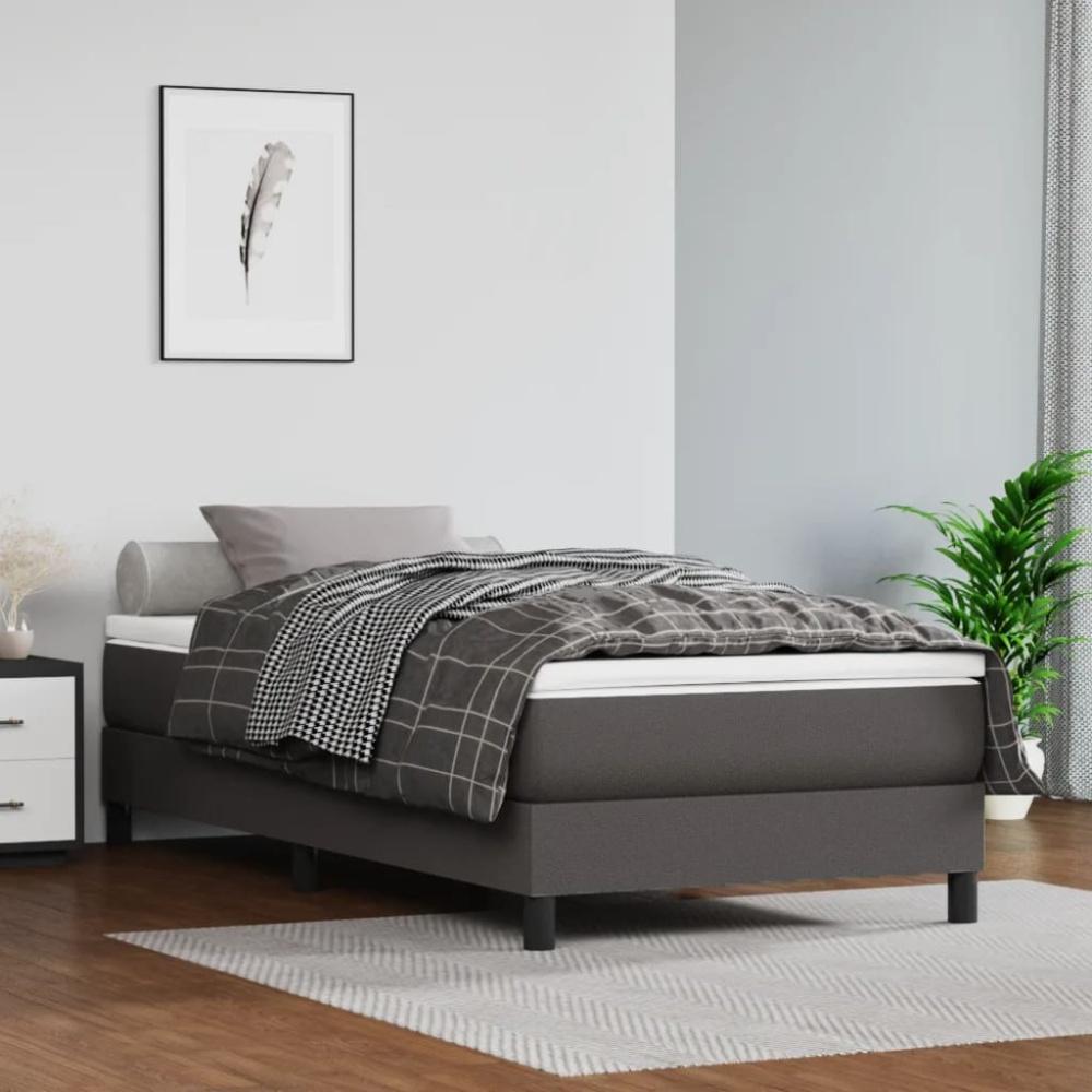 vidaXL Boxspringbett mit Matratze Grau 90x200 cm Kunstleder 3144241 Bild 1