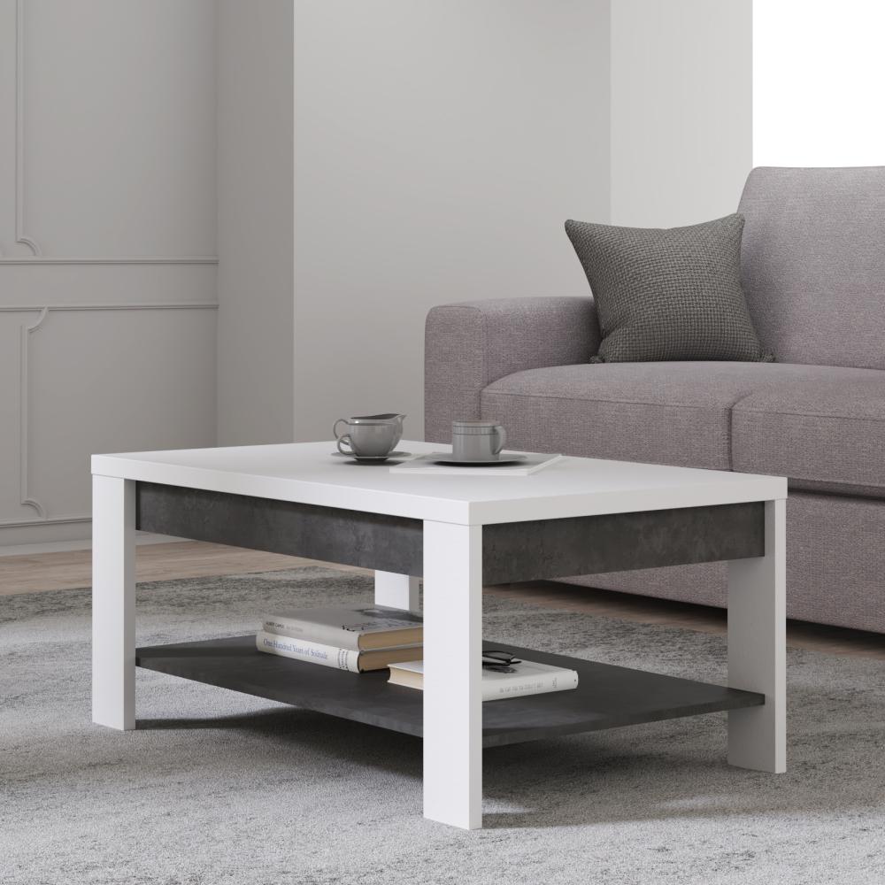 FORTE Brugia Couchtisch, Holzwerkstoff, Grau/Weiß, 100 x 45,7 x 60 cm Bild 1