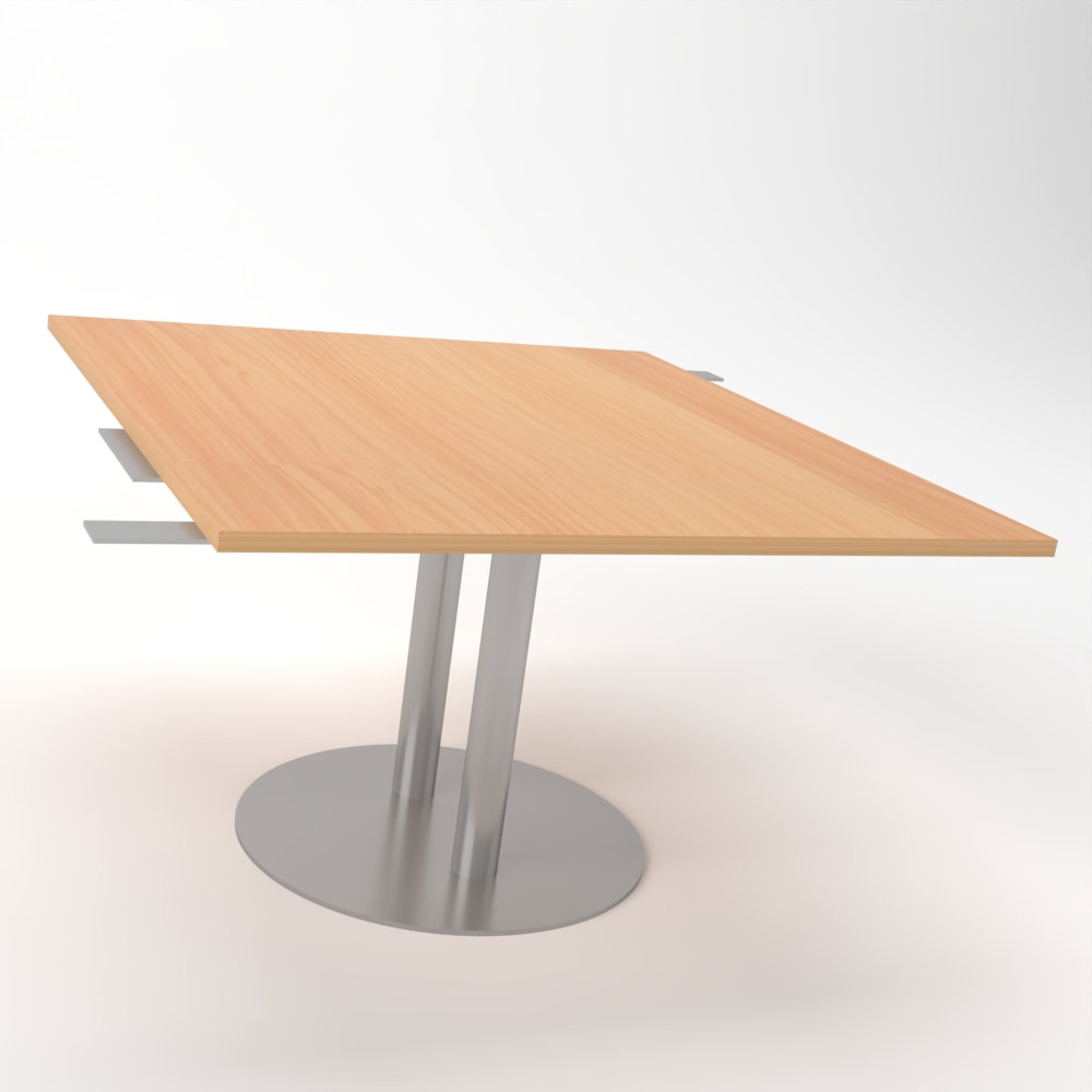 Rheinland Möbel Verkettungsplatte KONTI 120x130 cm – Erweiterungselement in Buche mit silbernem Tellerfuß, Anbautisch für KONTI Konferenztische 280/400/520 cm, modernes Verbindungselement für Besprechungstische Bild 1