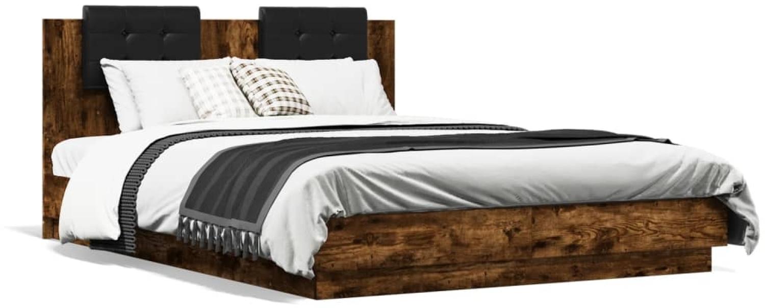 vidaXL Bettgestell mit Kopfteil Räuchereiche 150x200 cm Holzwerkstoff 3209916 Bild 1