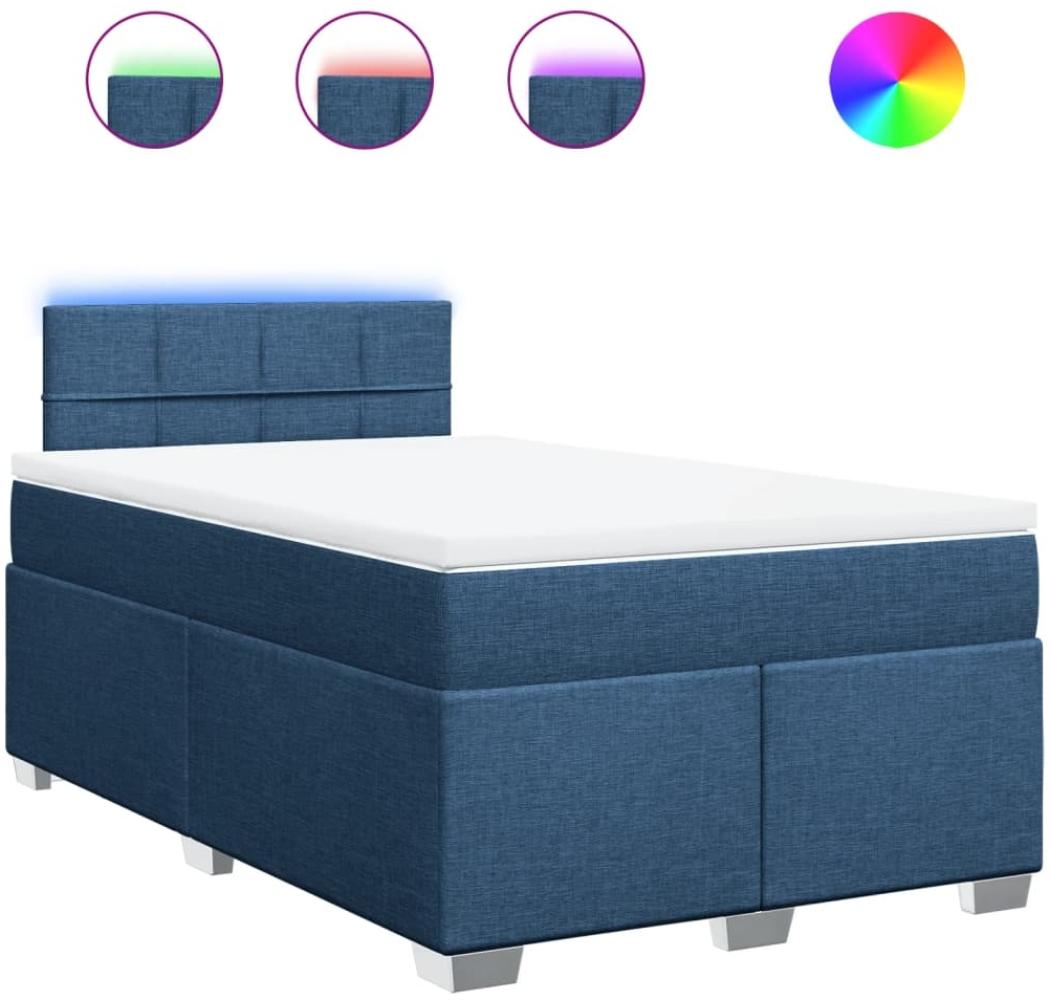 Boxspringbett mit Matratze, Stoff, Viereckige, grauer Fuß, Blau, 120x200 cm, true Bild 1