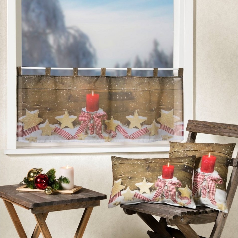 Weckbrodt Dekokissen Holzsterne, Velour, Weihnachten, Kissenhülle ohne Füllung, 1 Stück Bild 1