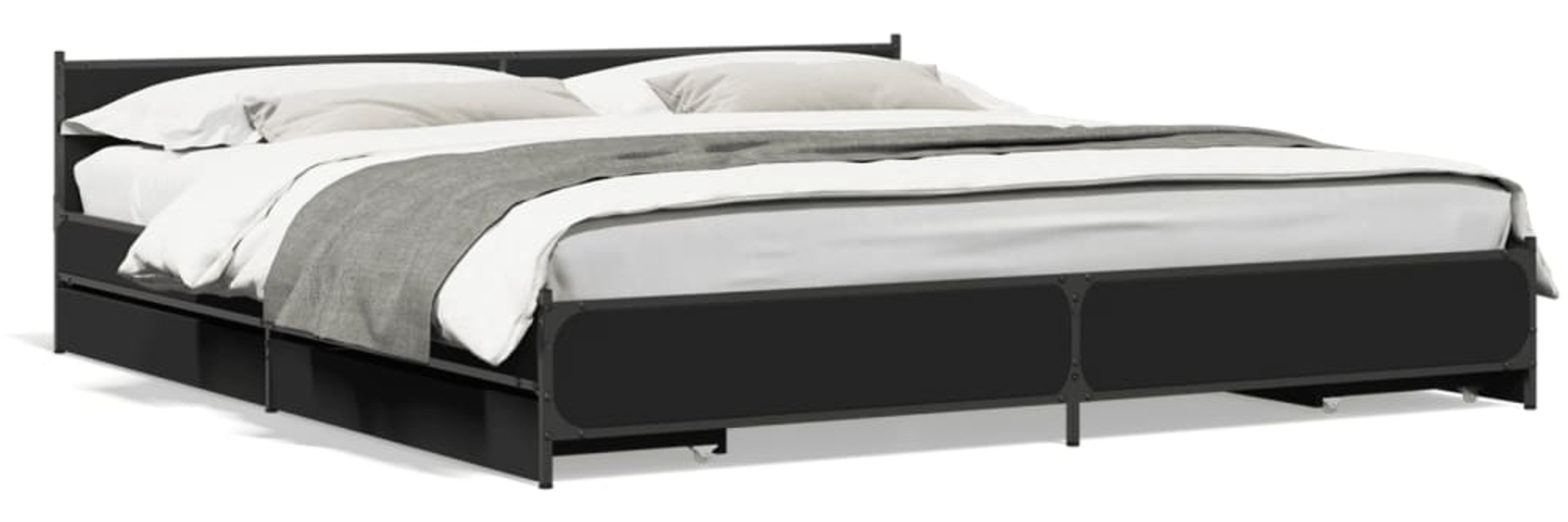 vidaXL Bettgestell mit Schubladen Schwarz 200x200 cm Holzwerkstoff 3279912 Bild 1