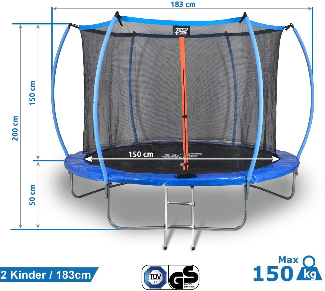 Sena Trampolin Ø 183 cm, Gartentrampolin für 2 Kinder oder 1 Erwachsener, Hüpf Spielgerät Bild 1