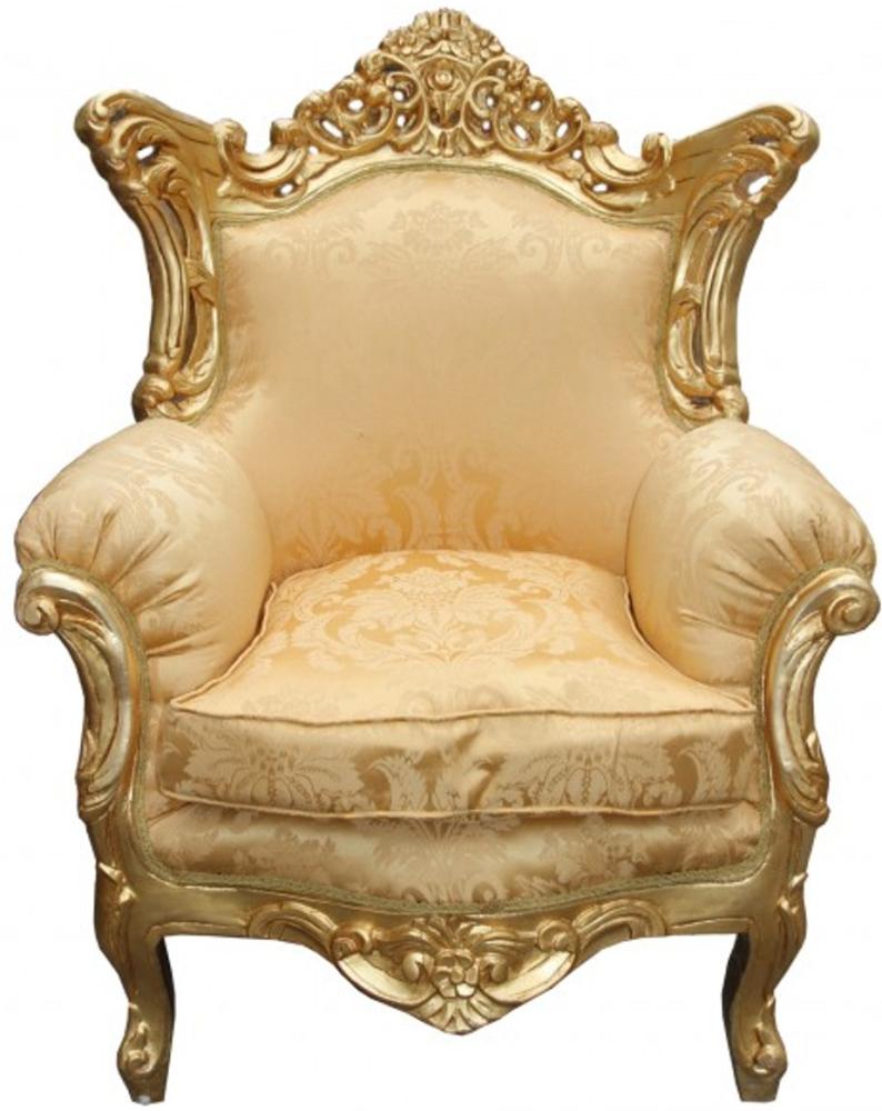 Casa Padrino Antik Stil Wohnzimmer Barock Sessel Al Capone Mod Gold Blumen Muster / Gold - Edel & Prunkvoll Bild 1