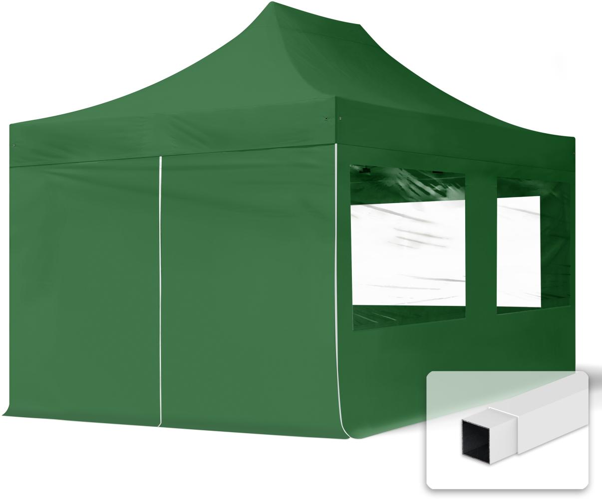 3x4,5 m Faltpavillon, ECONOMY Stahl 30mm, Seitenteile mit Panoramafenstern, dunkelgrün Bild 1