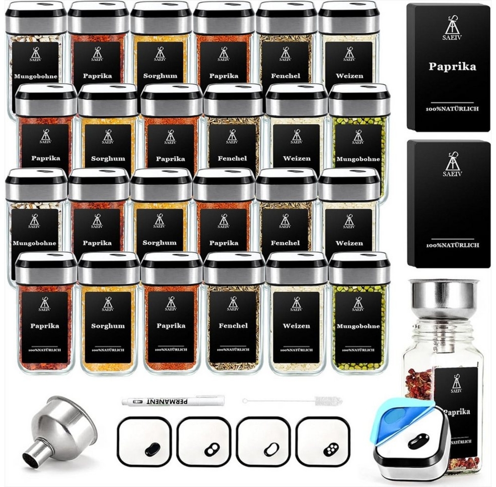 KingLux Gewürzbehälter 24Stk. Gewürzstreuer Eckig, Gewürzgläser mit drehbarem Gewürzlochdeckel, (24-tlg) Bild 1
