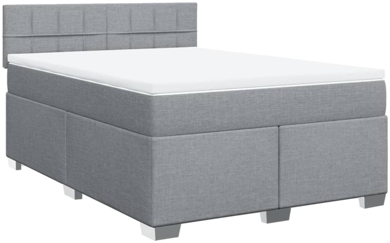 vidaXL Boxspringbett mit Matratze Hellgrau 160x200 cm Stoff 3285939 Bild 1