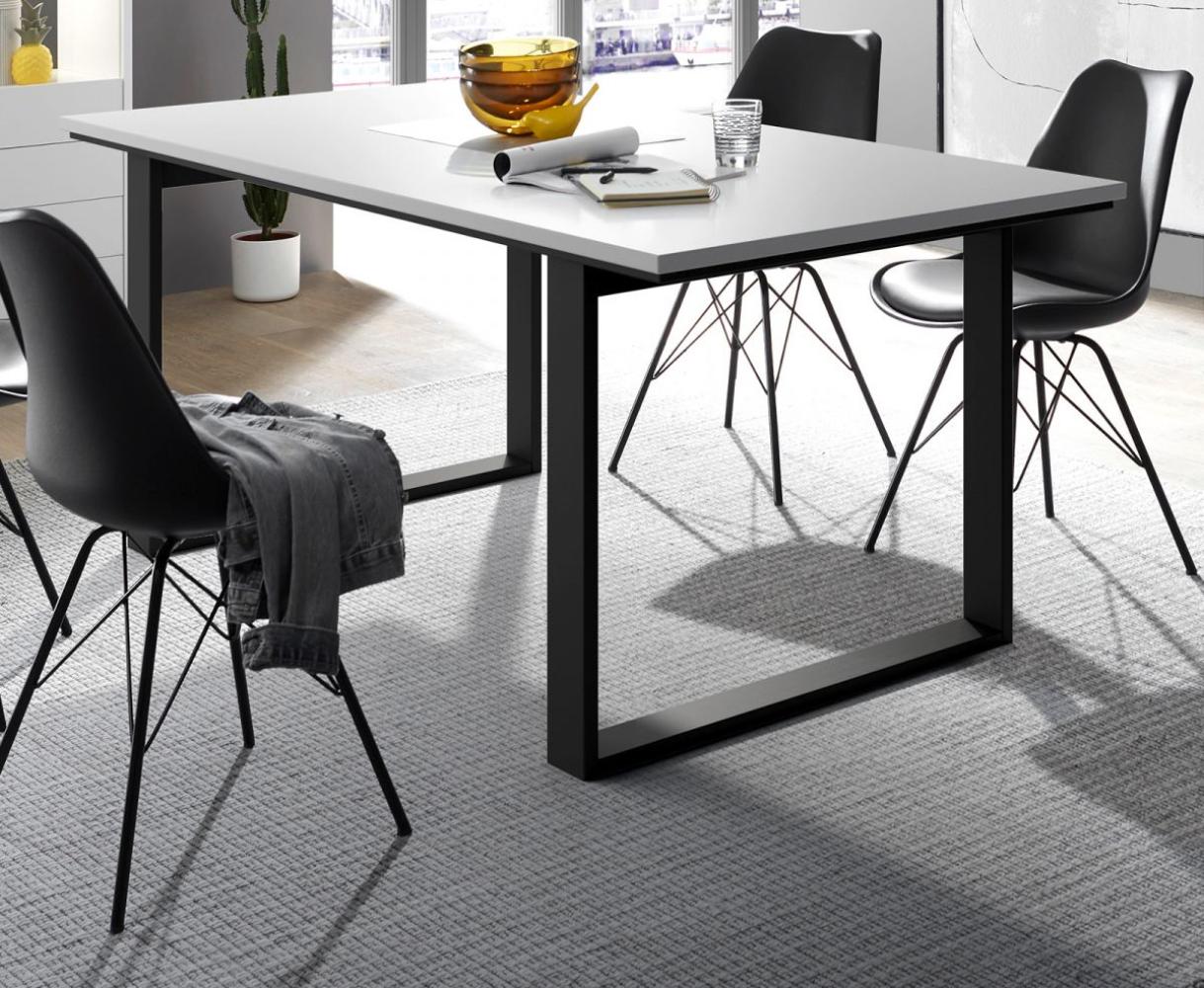 Esstisch Design-M in weiß matt und schwarz 160x80 cm Bild 1