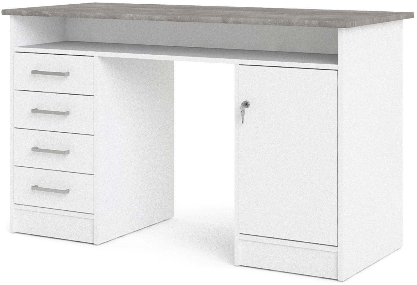 Plus Schreibtisch Tisch weiß Beton Dekor Arbeitstisch Büro Computer Bürotisch Bild 1