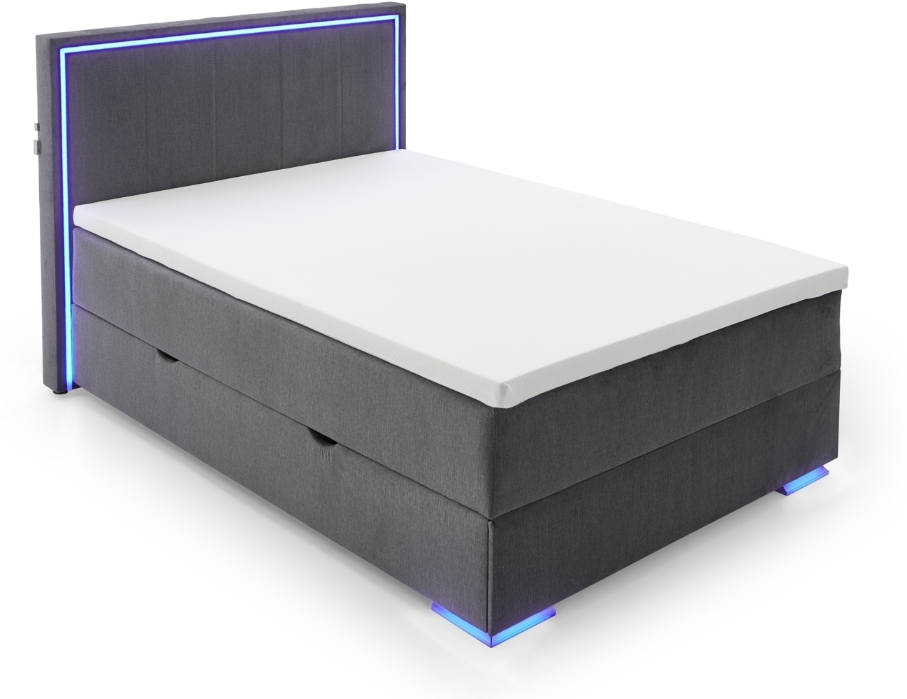 Boxspringbett >Colorado II< Liegefläche 140x200cm, anthrazit/ LED, Stellmaß: 152x121x211cm (BxHxT) Bild 1
