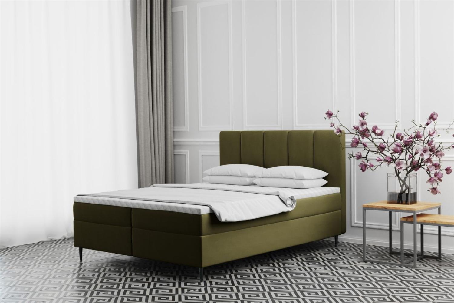 Boxspringbett Schlafzimmerbett MARAL 180x200cm in Stoff Monolith Olive Bild 1