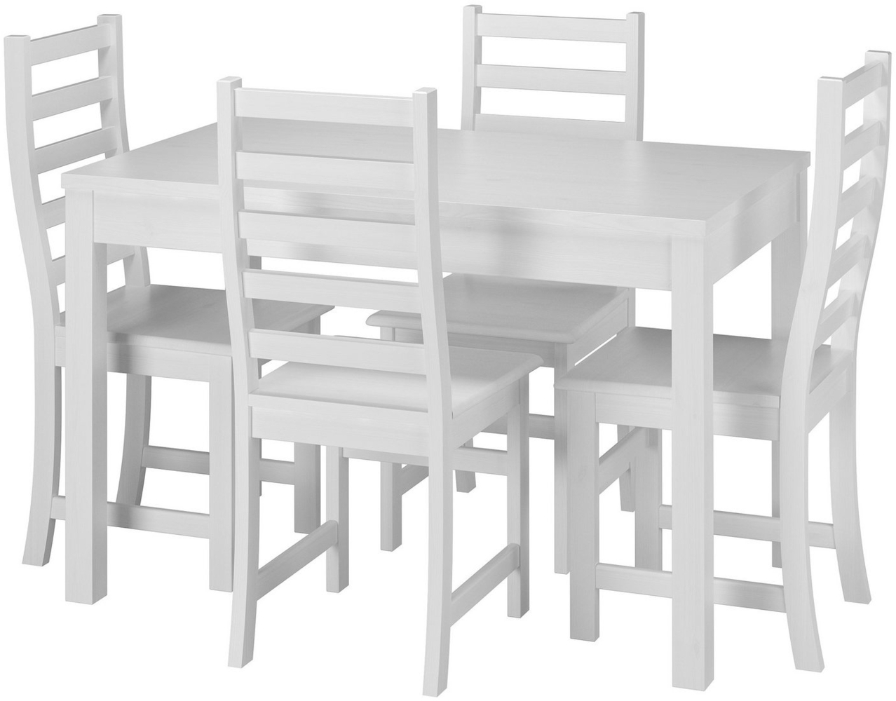 ERST-HOLZ Essgruppe Esstisch mit 4 Stühlen Kiefer Massivholz Waschweiß Bild 1
