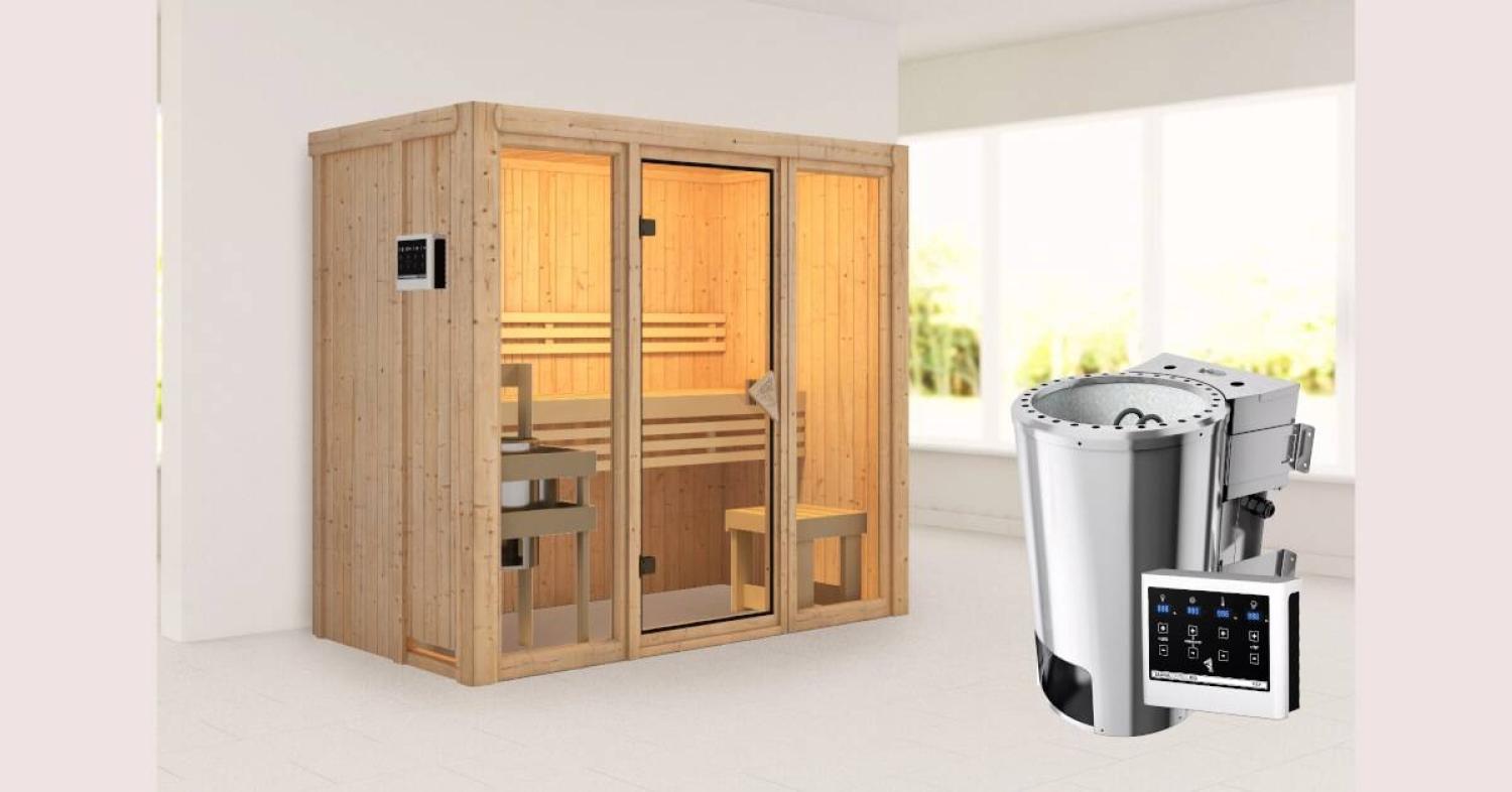 Karibu Sauna Avari 2 mit 3,6kW Plug&Play BIO Kombi-Ofen externe Steuerung Bild 1