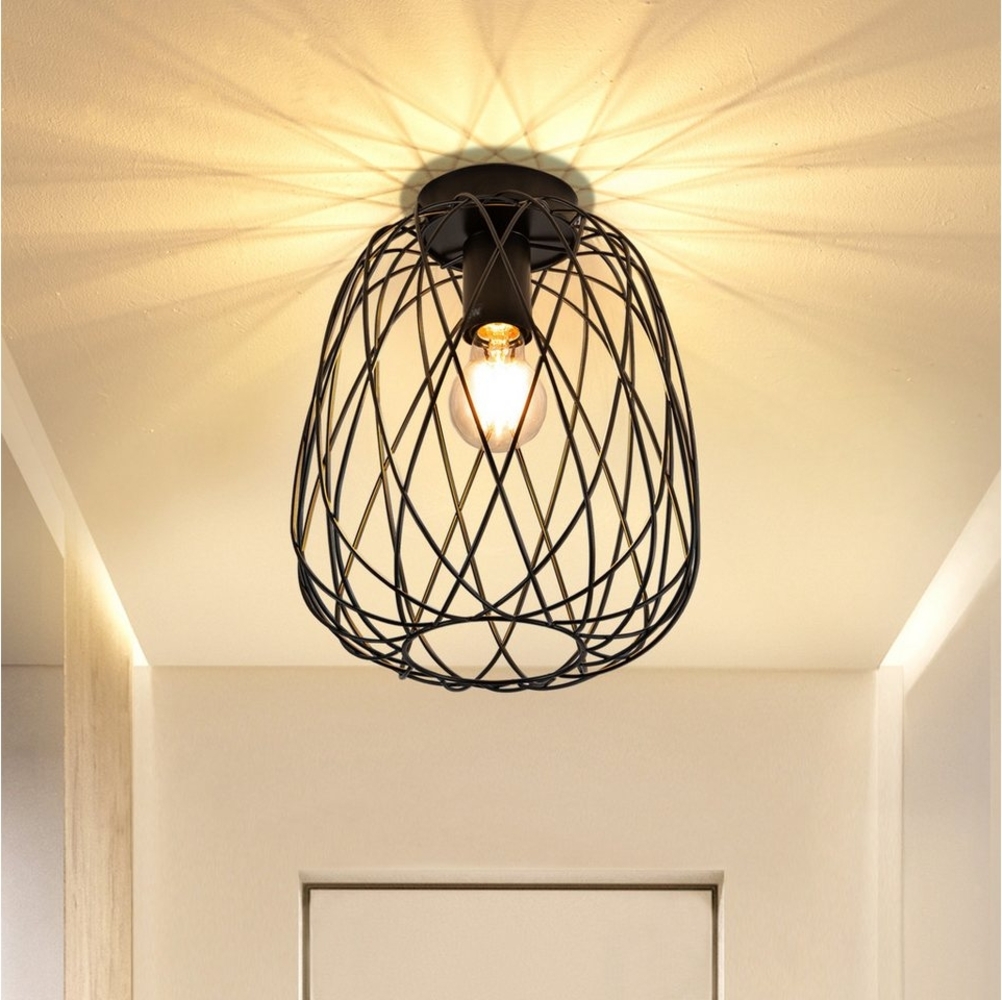 Nettlife Deckenleuchte Schwarz Vintage Kaefig Deckenstrahler E27 Lampenfassung Metall, LED wechselbar, Einzeln Esszimmerlampe für Wohnzimmer Küche Schlafzimmer Flur Bild 1