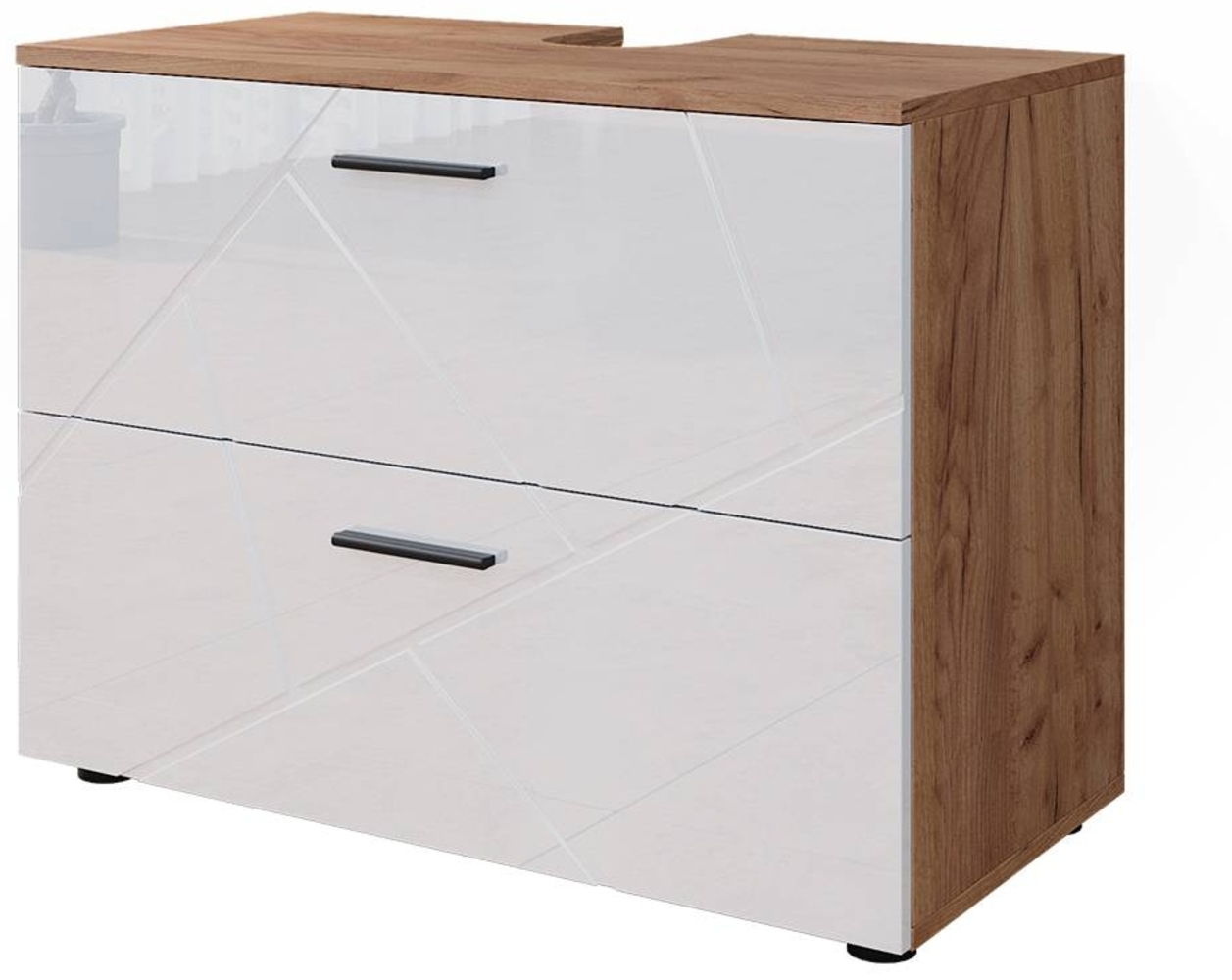 Vicco 'Irma' Waschbeckenunterschrank, Holz, Weiß / Natur, 59 x 41 x 80 cm Bild 1