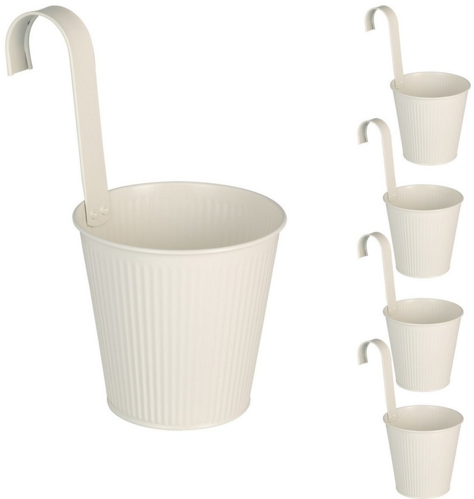 4x Blumentopf zum Aufhängen Balkontopf Pflanzgefäß Hängetopf Cremeweiß Bild 1