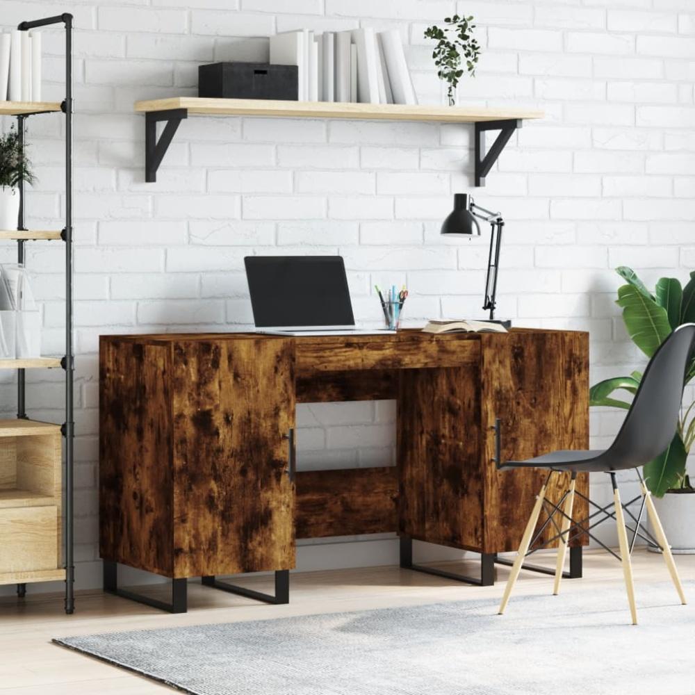 vidaXL Schreibtisch Räuchereiche 140x50x75 cm Holzwerkstoff 829577 Bild 1