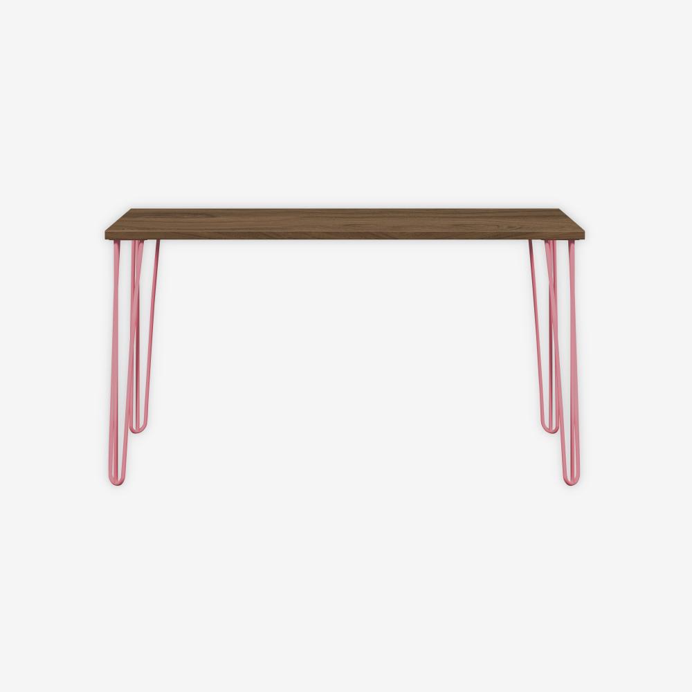 MultiDesk, 4 Stahlfüße, Dekor Nussbaum, Farbe Pink, Maße: H 740 x B 1400 x T 600 mm Bild 1