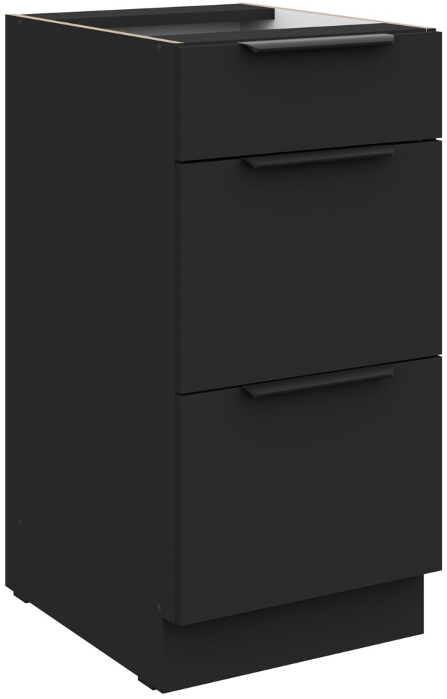 Küchen Unterschrank 40 cm SIENA Schwarz Vollauszug Soft-Close Küche Küchenzeile Bild 1