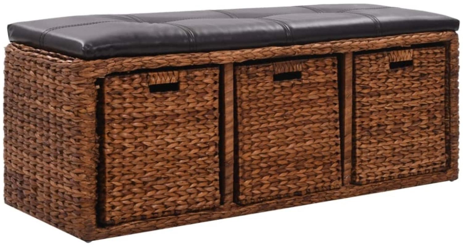 vidaXL Sitzbank mit 3 Körben Seegras 105×40×42 cm Braun 246116 Bild 1