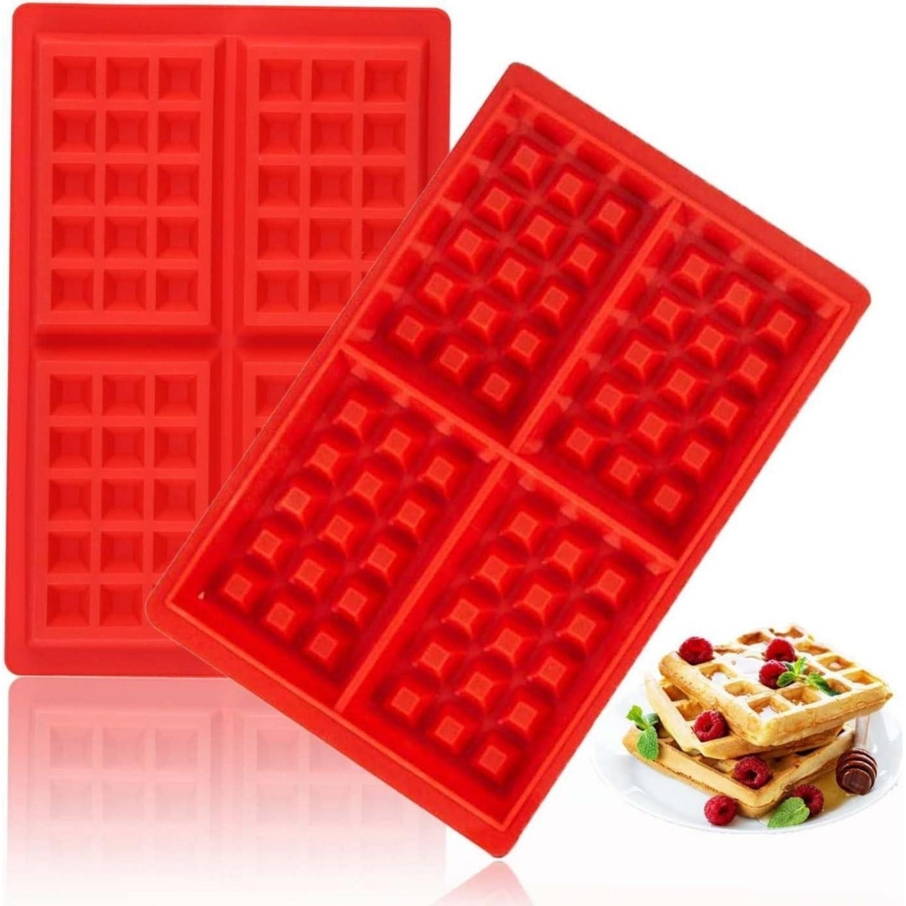 Silikon Waffelform Backform 2 Stück Waffeln Schokoladen Süßigkeiten Rot Bild 1
