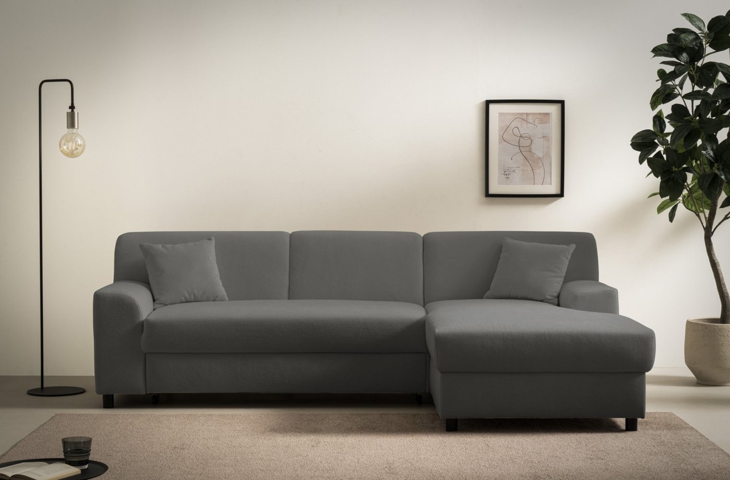 INOSIGN Ecksofa Turah 2, L-Form, in Cord u. wasserabweisender Microfaser, Federkern, B/T/H: 241/146/79 cm, incl. Zierkissen, wahlweise mit Bettfunktion Bild 1