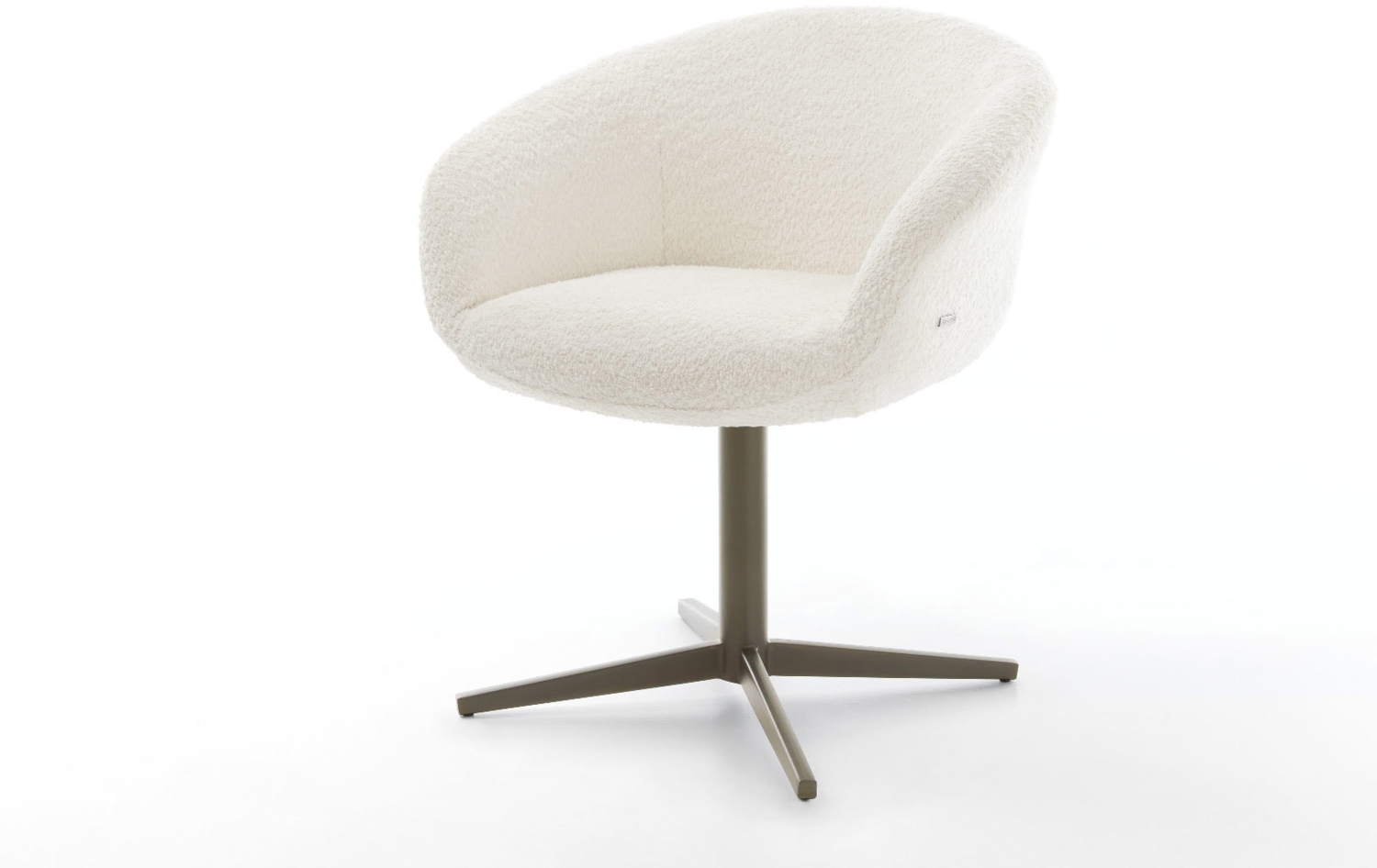 Drehstuhl Vinka-Flex mit Armlehnen Bouclé Weiß Fußkreuz Effektfinish Titan 360° drehbar Taschenfederkern Bild 1