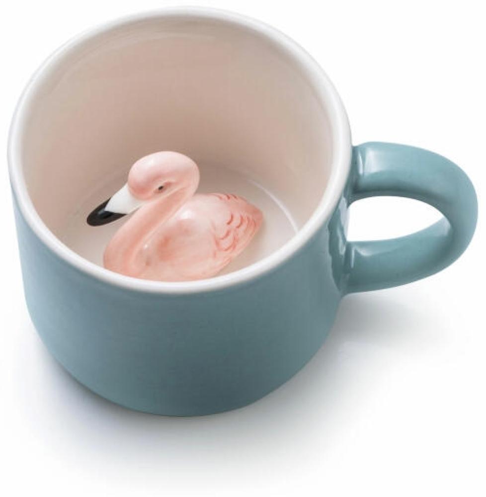 Donkey Products Tier Tasse Freddie, Tasse mit Flamingo, Animal Mug, Porzellan, Hellblau, 150 ml, 210342 Bild 1