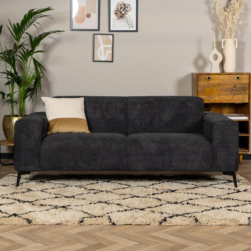 Bronx71 Bouclé Sofa Vegas 2,5-Sitzer schwarz Bild 1