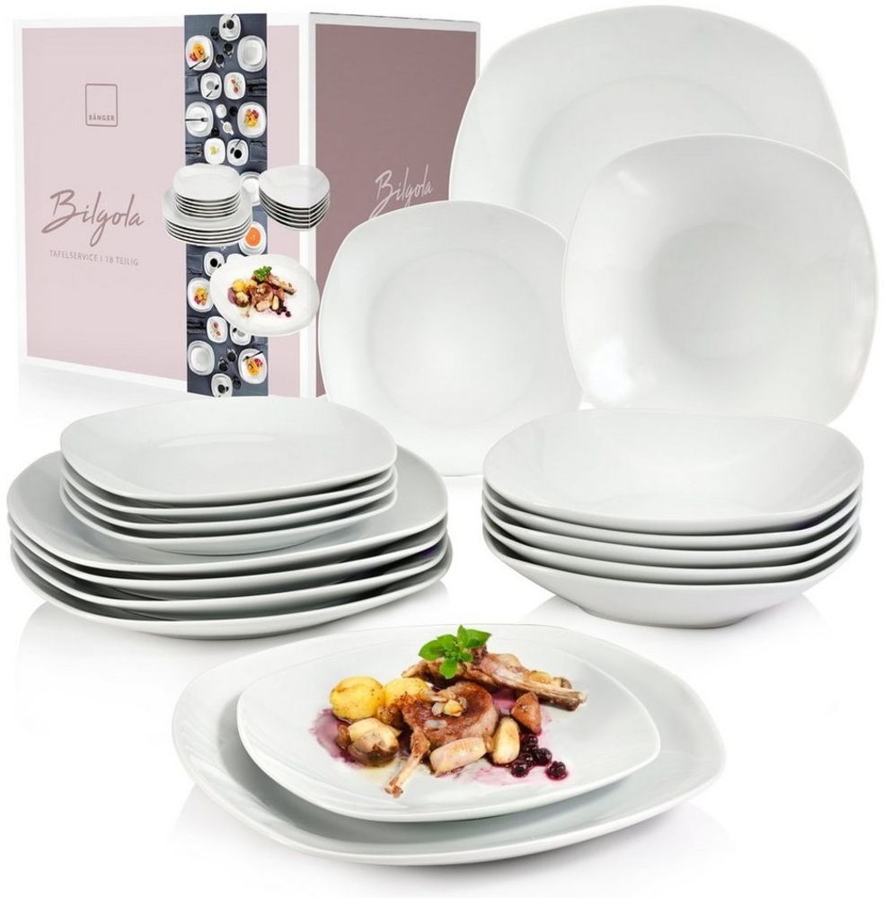 SÄNGER Tafelservice Bilgola Geschirrset, Weiß (18-tlg), 6 Personen, Porzellan, Premium Collection Bild 1