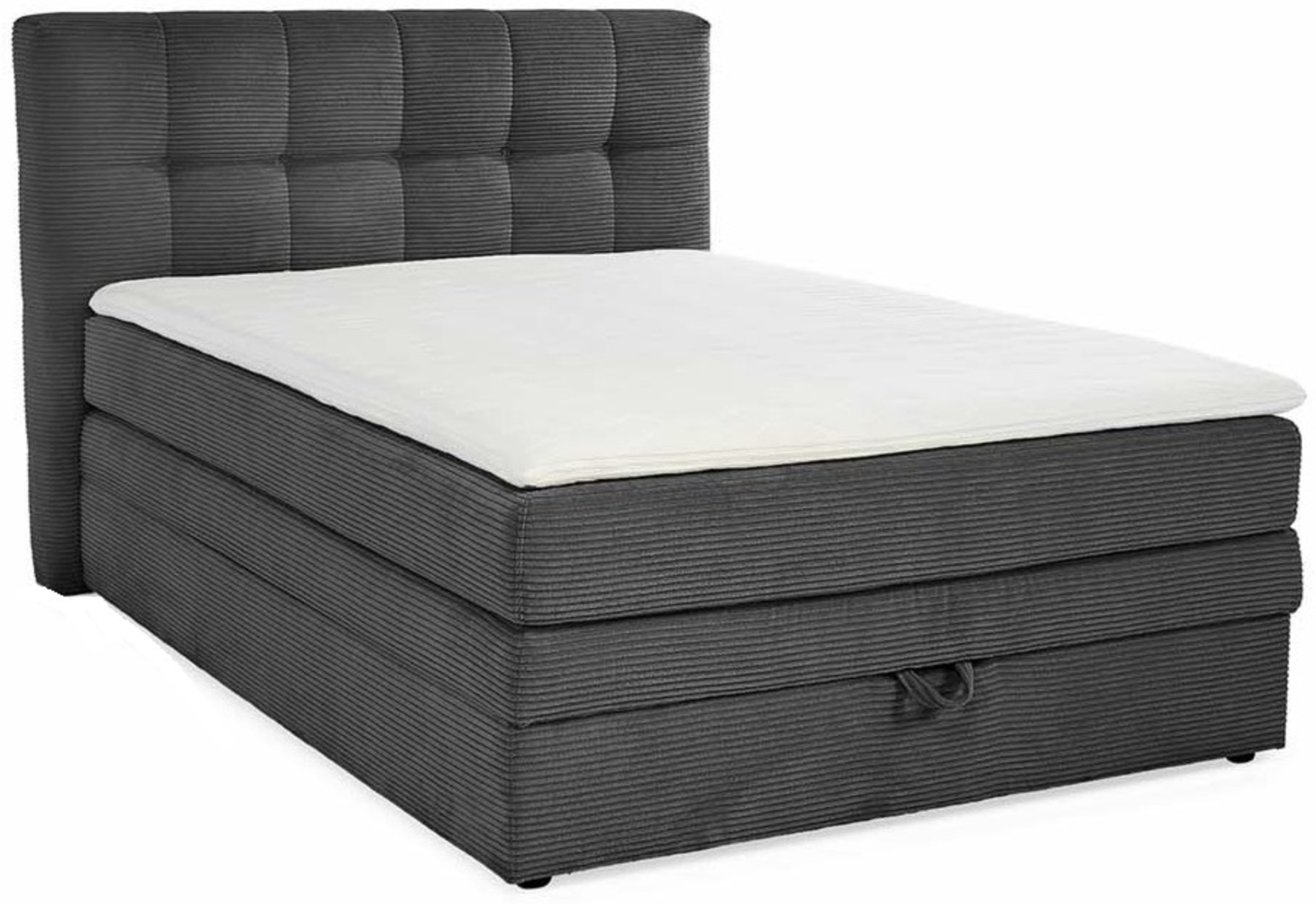 Boxspringbett 140x200 cm H3 Federkernmatratze Bonell Topper Cord Grau Anthrazit Bild 1