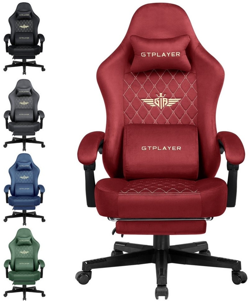 GTPLAYER Gaming-Stuhl Stoff Gaming Chair Ergonomisch Bürostuh PC Stuhl, 150kg Belastbarkeit, Schreibtischstuh mit Federsitzkissen und Fußstütze Bild 1