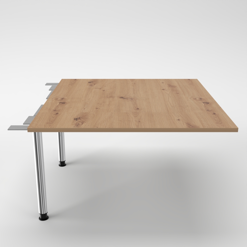 Rheinland Möbel Verkettungsplatte KONTI 120x130 cm – Erweiterungselement in Asteiche mit verchromten Rundrohrfüßen, Anbautisch für KONTI Konferenztische 280/400/520 cm Bild 1