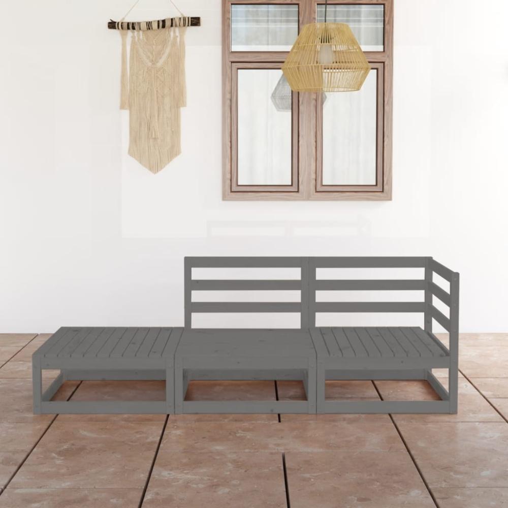 vidaXL 3-tlg. Garten-Lounge-Set Grau Massivholz Kiefer 3075471 Bild 1