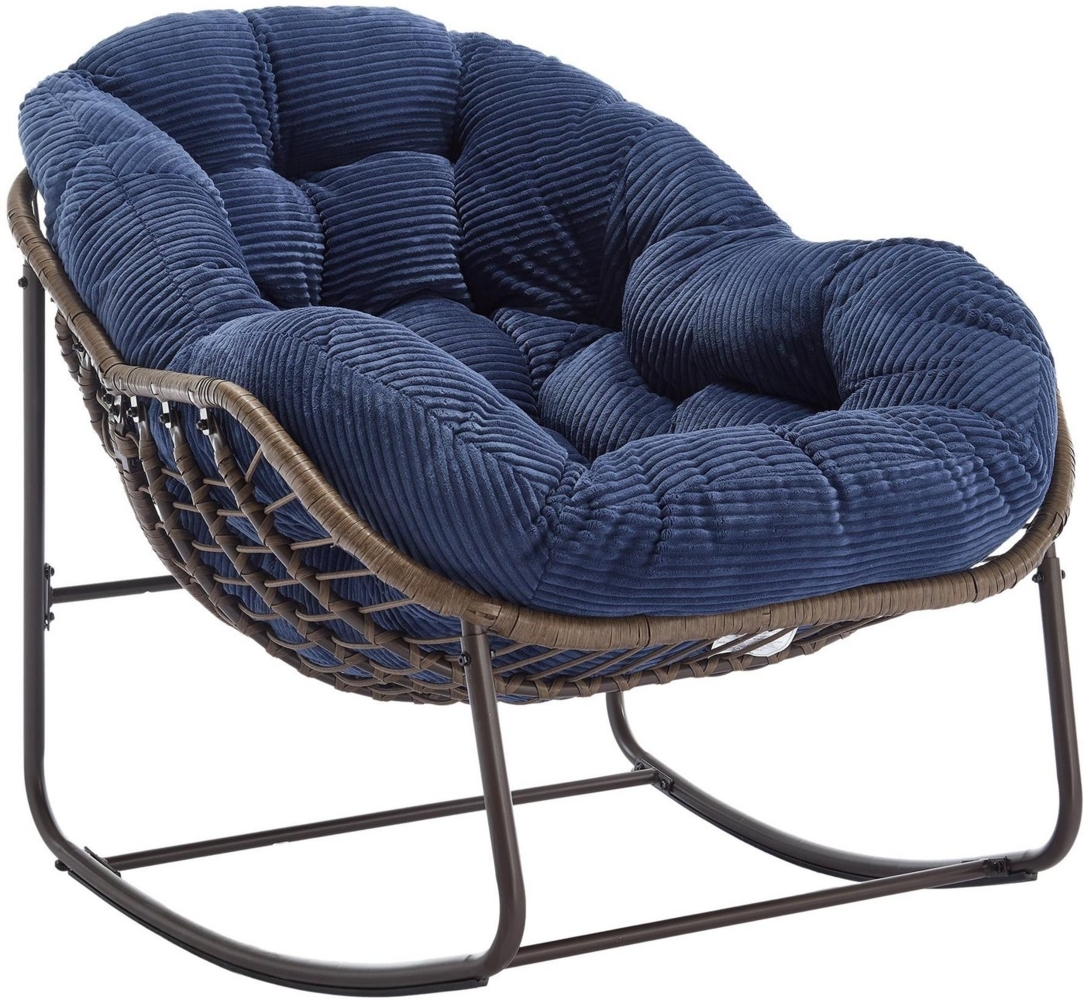 LVHOM Schaukelstuhl mit gepolstertem Kissen, Rattanstuhl mit Stahlrahmen, Lounge Sessel (Großformat B110.5cm x T94.5cm x H80cm,Dicke Kissen,160kg Tragfähigkeit, MEHRE FARBEN MEHRE OPTIONEN! Schaukelsessel umhüllendem Sitzgefühl & hoher Armlehne, 1 St),... Bild 1