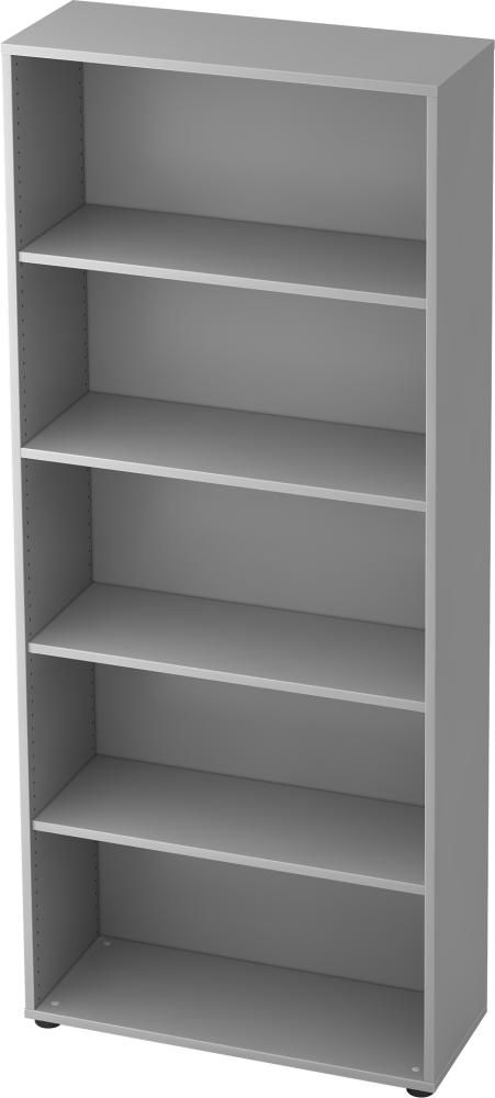 bümö Regal grau, Standregal aus Holz für 5 Ordnerhöhen - Bücherregal 80 cm breit, Aktenregal für Ordner & Bücher, Büroregal, Holzregal, Ordnerregal, Aufbewahrungsregal, Buchregal, 4000-5 Bild 1