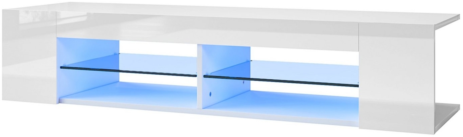 SONNI TV-Schrank TV Schrank Weiß Hochglanz mit LED-Beleuchtung 12 Farben Bild 1