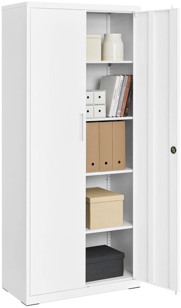 Songmics Aktenschrank mit 5 Ebenen, Stahl mattweiß, 80 x 40 x 180 cm Bild 1